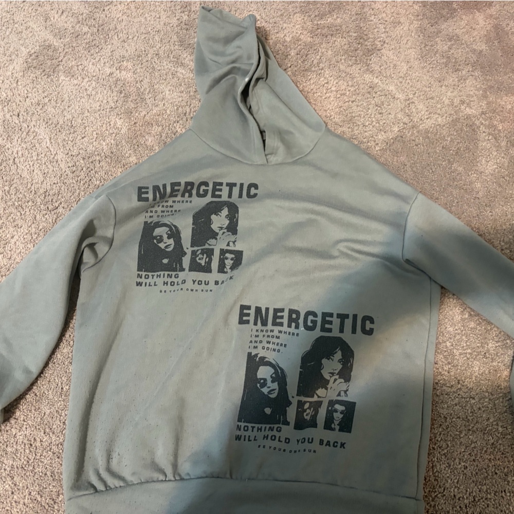 SHEIN Energetic Graphic Hoodie - Gray